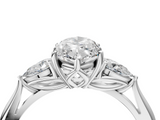 White gold Three-Stone Marquise Cut Diamond Ring with Pear Side Stones in Four-Prong Setting_199