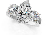 White gold Three-Stone Marquise Cut Diamond Ring with Round Side Stones, Classic Band, and Four-Prong Setting_20