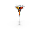 White gold Three-Stone Marquise Cut Diamond Ring with Round with Citrine side stone Pavé Band and Prong Setting_26