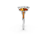 White gold Three-Stone Marquise Cut Diamond Ring with Round with Citrine side stone Pavé Band and Prong Setting_38