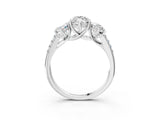 White gold Three-Stone Marquise Cut Diamond Ring with Round with Moissanite side stone Pavé Band and Prong Setting_15