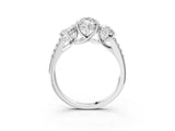 White gold Three-Stone Marquise Cut Diamond Ring with Round with Moissanite side stone Pavé Band and Prong Setting_21