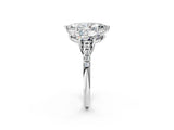 White gold Three-Stone Marquise Cut Diamond Ring with Round with Moissanite side stone Pavé Band and Prong Setting_24