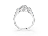White gold Three-Stone Marquise Cut Diamond Ring with Round with Moissanite side stone Pavé Band and Prong Setting_3