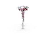 White gold Three-Stone Marquise Cut Diamond Ring with Round with Morganite side stone Pavé Band and Prong Setting_14