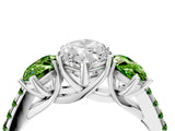 White gold Three-Stone Marquise Cut Diamond Ring with Round with Peridot side stone Pavé Band and Prong Setting_16