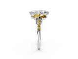 White gold Three-Stone Marquise Cut Diamond Ring with Round with Yellow Sapphire side stone Pavé Band and Prong Setting_14