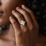 White gold Three-Stone Marquise Cut Diamond Solitaire with Prong Setting and Classic Band_15