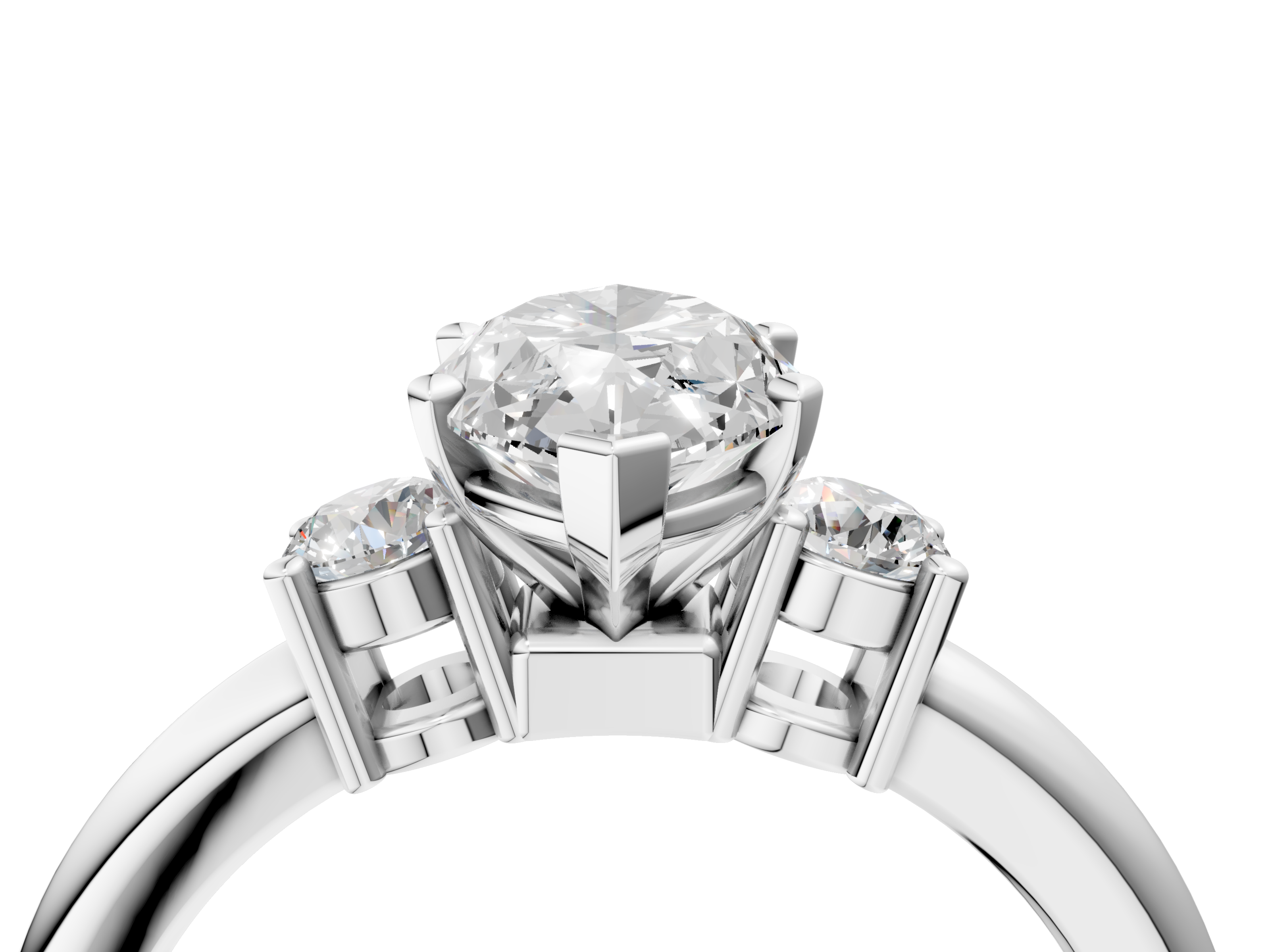 White gold Three-Stone Marquise Cut Diamond Solitaire with Prong Setting and Classic Band_49