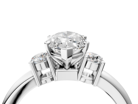 White gold Three-Stone Marquise Cut Diamond Solitaire with Prong Setting and Classic Band_51