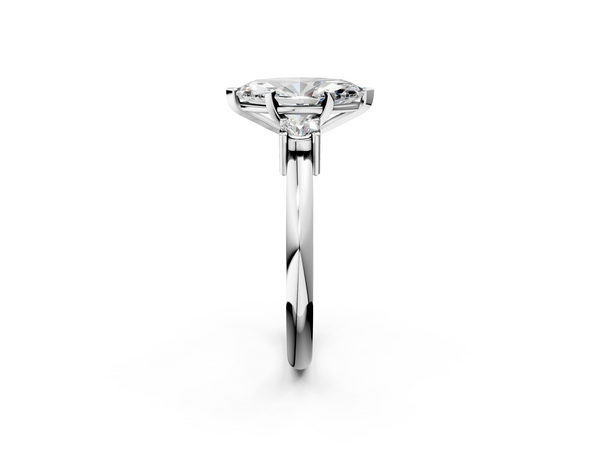 White gold Three-Stone Marquise Cut Diamond Solitaire with Prong Setting and Classic Band