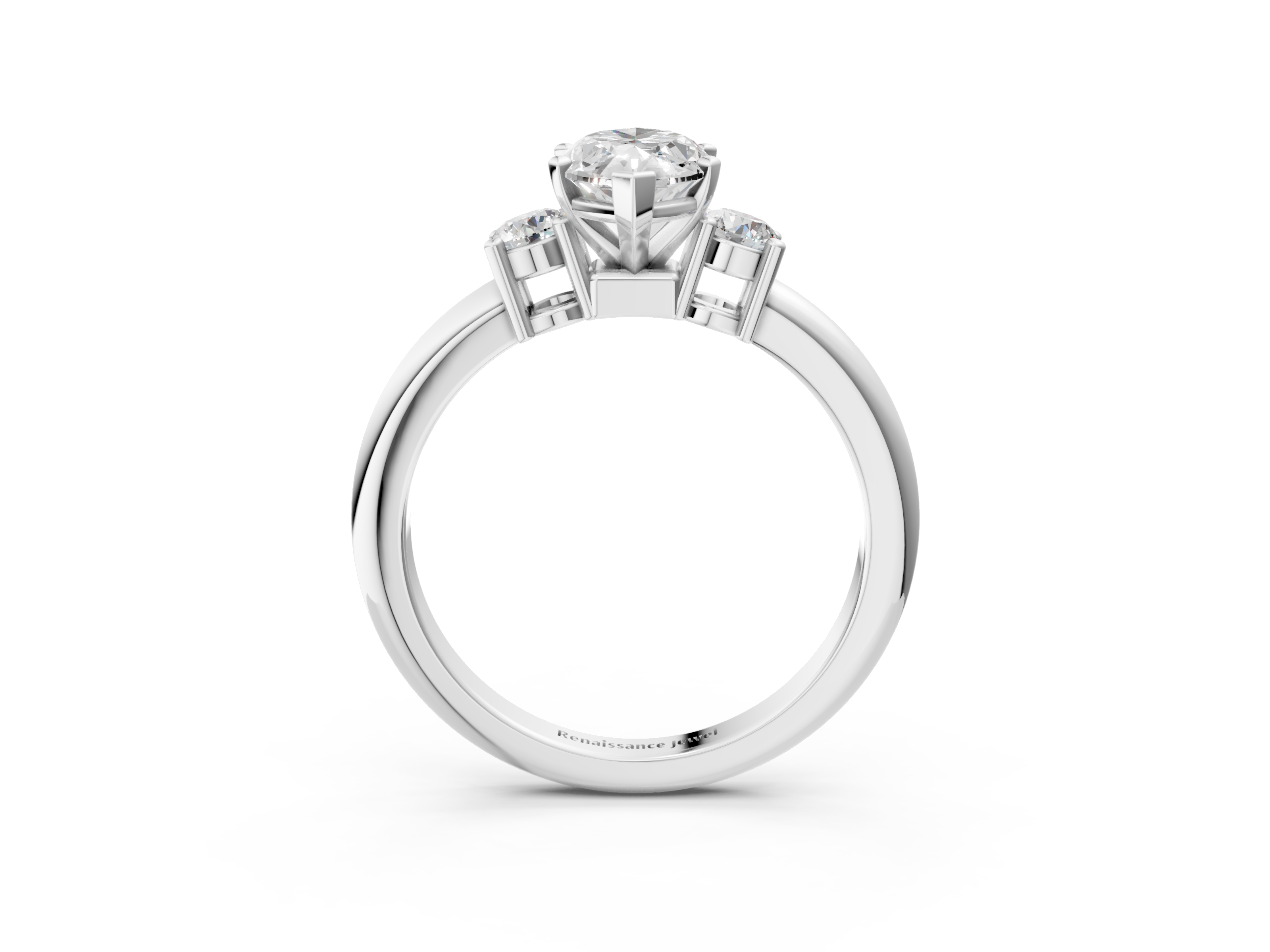 White gold Three-Stone Marquise Cut Diamond Solitaire with Prong Setting and Classic Band_54