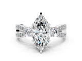 White gold Three-Stone Marquise Cut Diamond Twist Band with Prong Setting_71