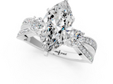 White gold Three-Stone Marquise Cut Diamond Twist Band with Prong Setting_72