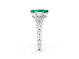 White gold Three-Stone Marquise Cut Emerald Braided Band Ring with Four-Prong Setting_14