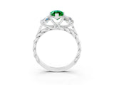 White gold Three-Stone Marquise Cut Emerald Braided Band Ring with Four-Prong Setting_15