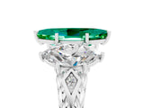 White gold Three-Stone Marquise Cut Emerald Braided Band Ring with Four-Prong Setting_17