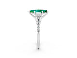 White gold Three-Stone Marquise Cut Emerald Pavé Band with Four-Prong Setting_2