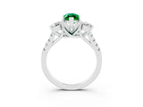 White gold Three-Stone Marquise Cut Emerald Pavé Band with Four-Prong Setting_3