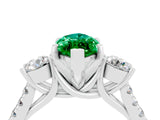 White gold Three-Stone Marquise Cut Emerald Pavé Band with Four-Prong Setting_4