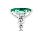 White gold Three-Stone Marquise Cut Emerald Pavé Band with Four-Prong Setting_5