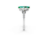 White gold Three-Stone Marquise Cut Emerald Ring with Pavé Band and Prong Setting_14