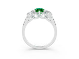White gold Three-Stone Marquise Cut Emerald Ring with Pavé Band and Prong Setting_15