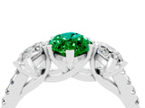 White gold Three-Stone Marquise Cut Emerald Ring with Pavé Band and Prong Setting_16