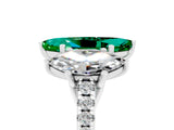 White gold Three-Stone Marquise Cut Emerald Ring with Pavé Band and Prong Setting_17