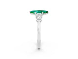 White gold Three-Stone Marquise Cut Emerald Ring with Pear Side Stones and Four-Prong Setting_2