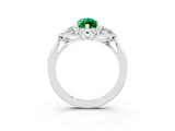 White gold Three-Stone Marquise Cut Emerald Ring with Pear  Side Stones in Four-Prong Setting_15