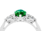 White gold Three-Stone Marquise Cut Emerald Ring with Pear  Side Stones in Four-Prong Setting_16