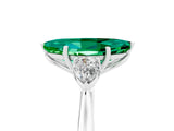 White gold Three-Stone Marquise Cut Emerald Ring with Pear  Side Stones in Four-Prong Setting_17