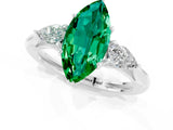 White gold Three-Stone Marquise Cut Emerald Ring with Pear  Side Stones in Four-Prong Setting_49