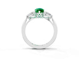 White gold Three-Stone Marquise Cut Emerald Ring with Pear  Side Stones in Four-Prong Setting_51