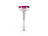 White gold Three-Stone Marquise Cut Garnet Pavé Band with Four-Prong Setting_2