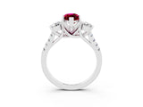 White gold Three-Stone Marquise Cut Garnet Pavé Band with Four-Prong Setting_3