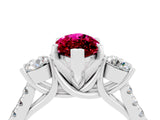 White gold Three-Stone Marquise Cut Garnet Pavé Band with Four-Prong Setting_4