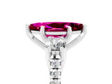 White gold Three-Stone Marquise Cut Garnet Pavé Band with Four-Prong Setting_5