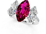 White gold Three-Stone Marquise Cut Garnet Ring with Pavé Band and Prong Setting_13