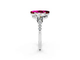 White gold Three-Stone Marquise Cut Garnet Ring with Pavé Band and Prong Setting_14