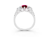 White gold Three-Stone Marquise Cut Garnet Ring with Pavé Band and Prong Setting_15