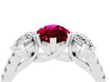 White gold Three-Stone Marquise Cut Garnet Ring with Pavé Band and Prong Setting_16