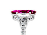 White gold Three-Stone Marquise Cut Garnet Ring with Pavé Band and Prong Setting_17
