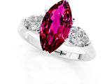 White gold Three-Stone Marquise Cut Garnet Ring with Pear Side Stones and Four-Prong Setting_1