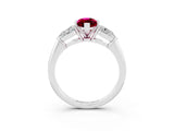 White gold Three-Stone Marquise Cut Garnet Ring with Pear Side Stones and Four-Prong Setting_3
