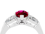 White gold Three-Stone Marquise Cut Garnet Ring with Pear Side Stones and Four-Prong Setting_4