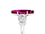 White gold Three-Stone Marquise Cut Garnet Ring with Pear Side Stones and Four-Prong Setting_5