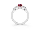 White gold Three-Stone Marquise Cut Garnet Ring with Pear  Side Stones in Four-Prong Setting_15