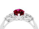 White gold Three-Stone Marquise Cut Garnet Ring with Pear  Side Stones in Four-Prong Setting_16